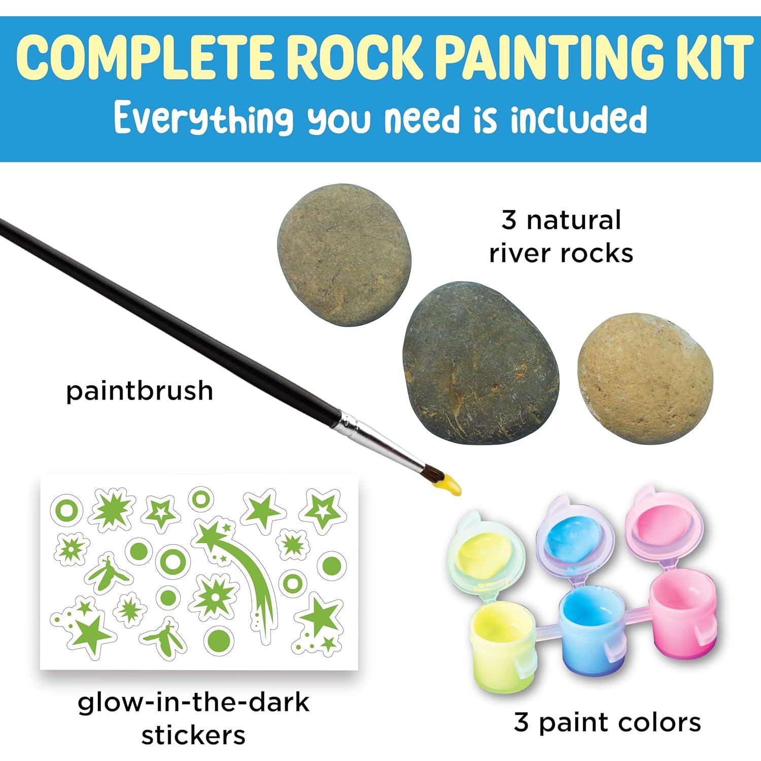 Mini Kit de Pintura de Rocas Creatividad para Niños - Brilla en la Oscuridad