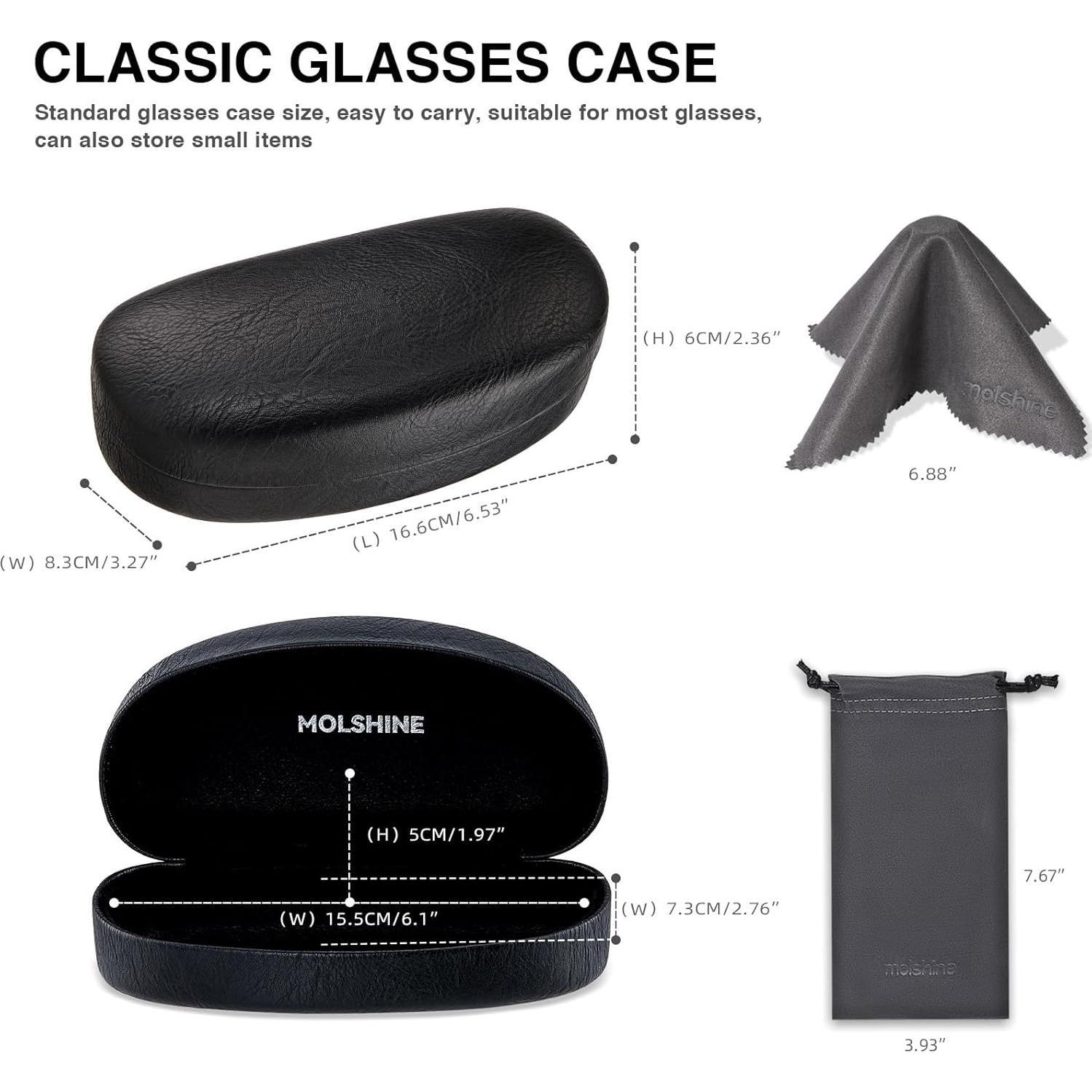 Funda Dura para Gafas de Sol Molshine - Tamaño Universal, Negro