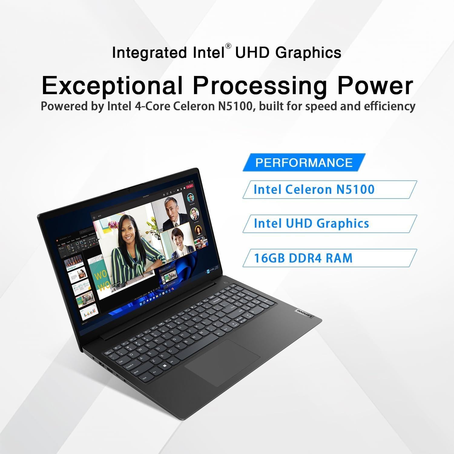 Laptop Lenovo V15 | Intel Celeron 4 núcleos | 16GB RAM | 1TB SSD | 15.6" FHD | Windows 11 Pro