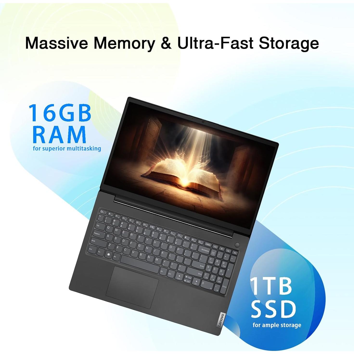 Laptop Lenovo V15 | Intel Celeron 4 núcleos | 16GB RAM | 1TB SSD | 15.6" FHD | Windows 11 Pro