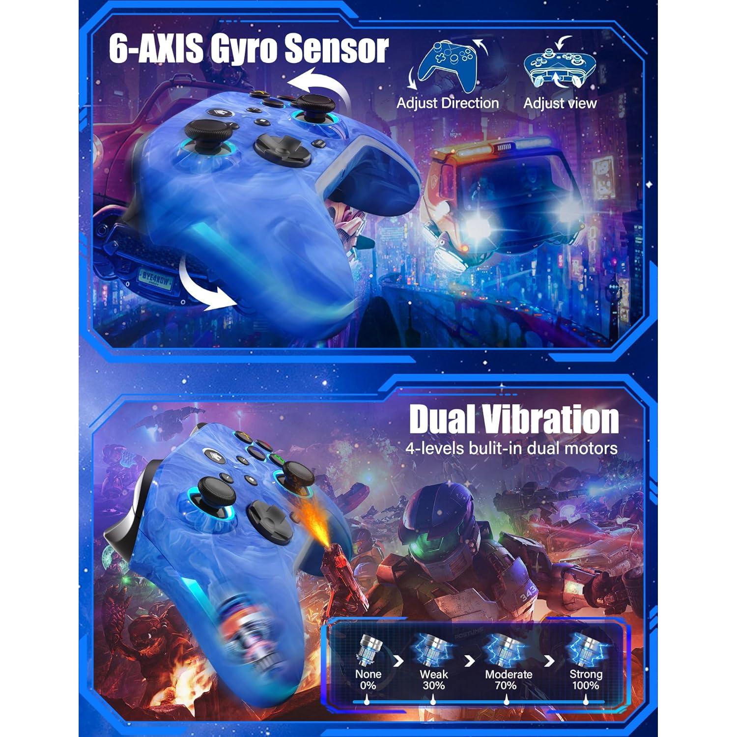 Controlador Inalámbrico Pro JAVRUNWOF para Nintendo Switch Azul