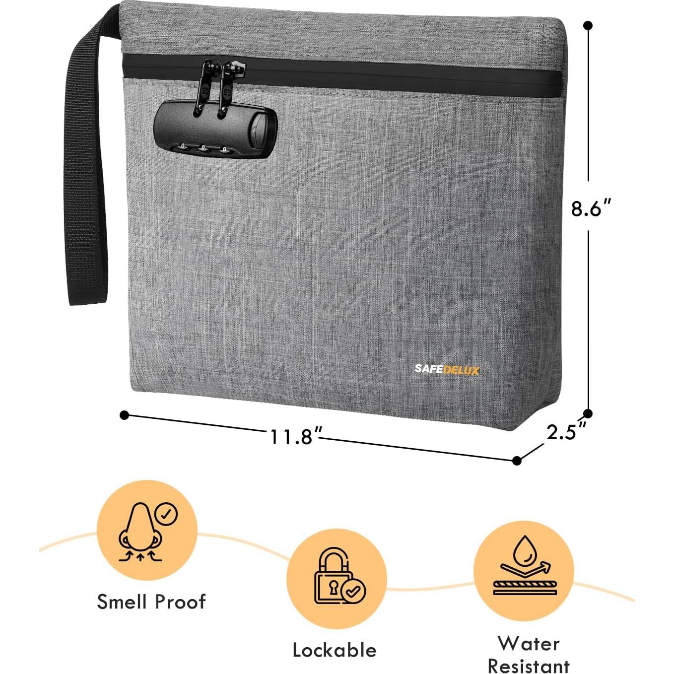 Bolsa a Prueba de Olores SafeDelux con Cerradura - Gris