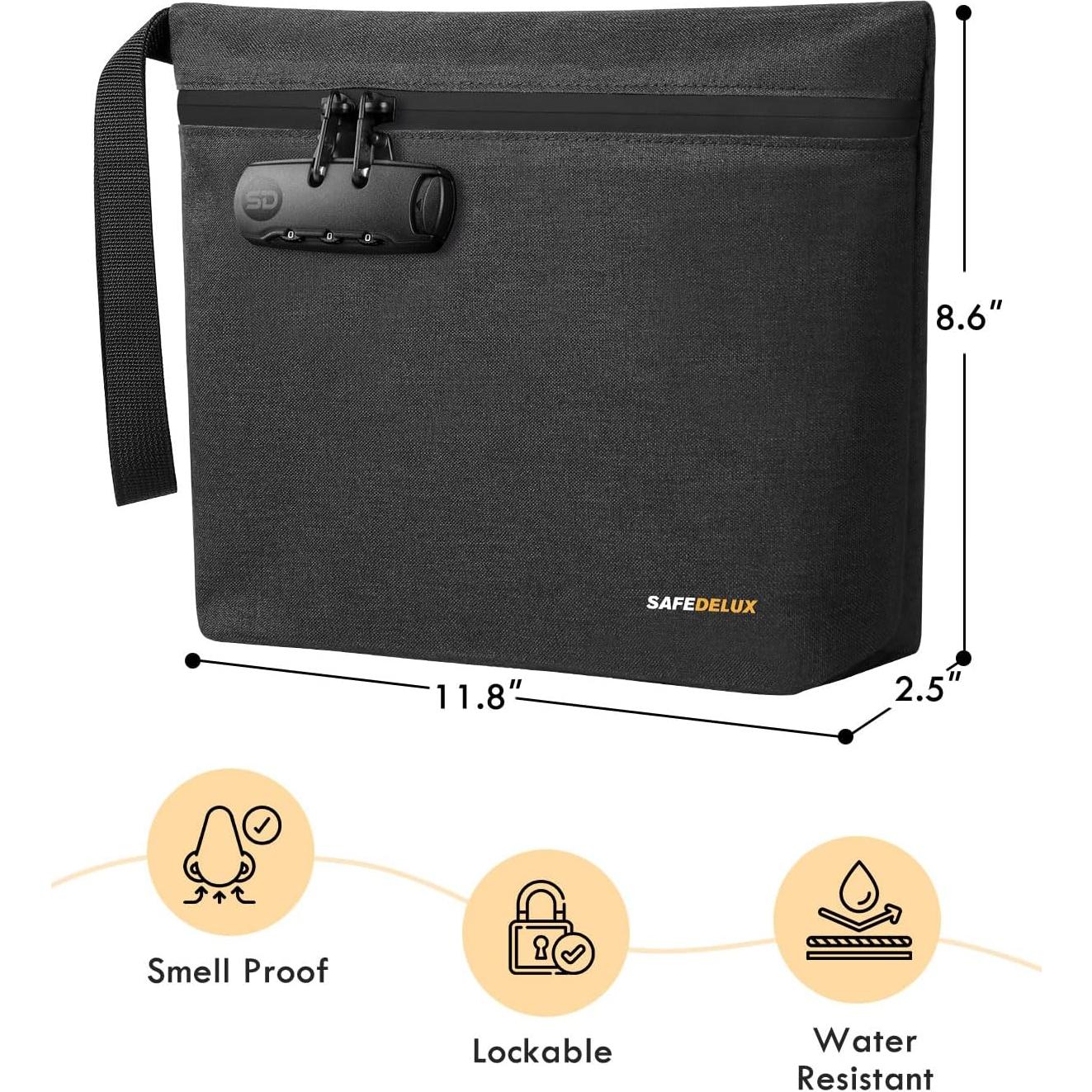 Bolsa a Prueba de Olores SafeDelux con Cerradura - Negra