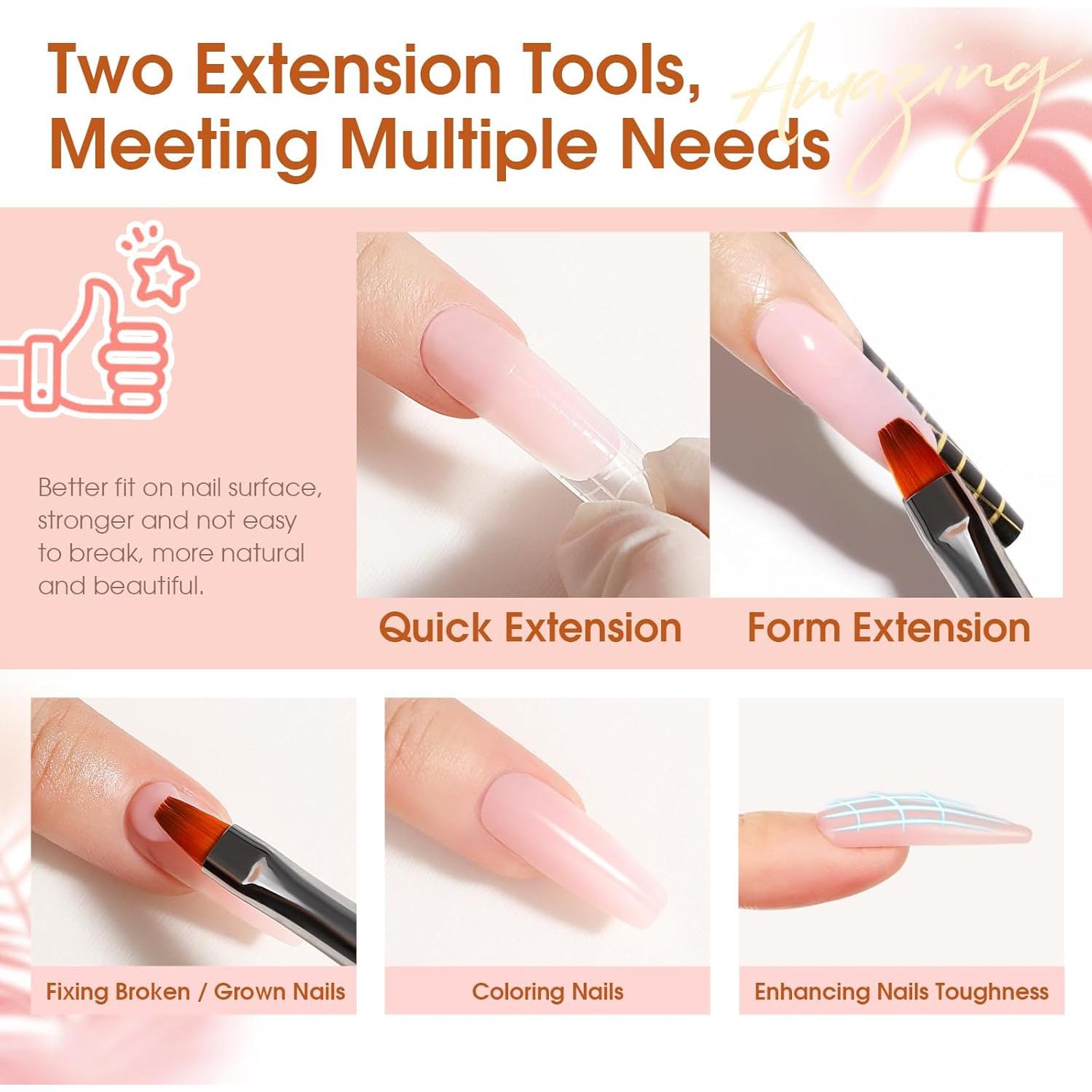 Kit de Gel de Uñas Poly ROSALIND - 14 Colores + Mini Lámpara UV