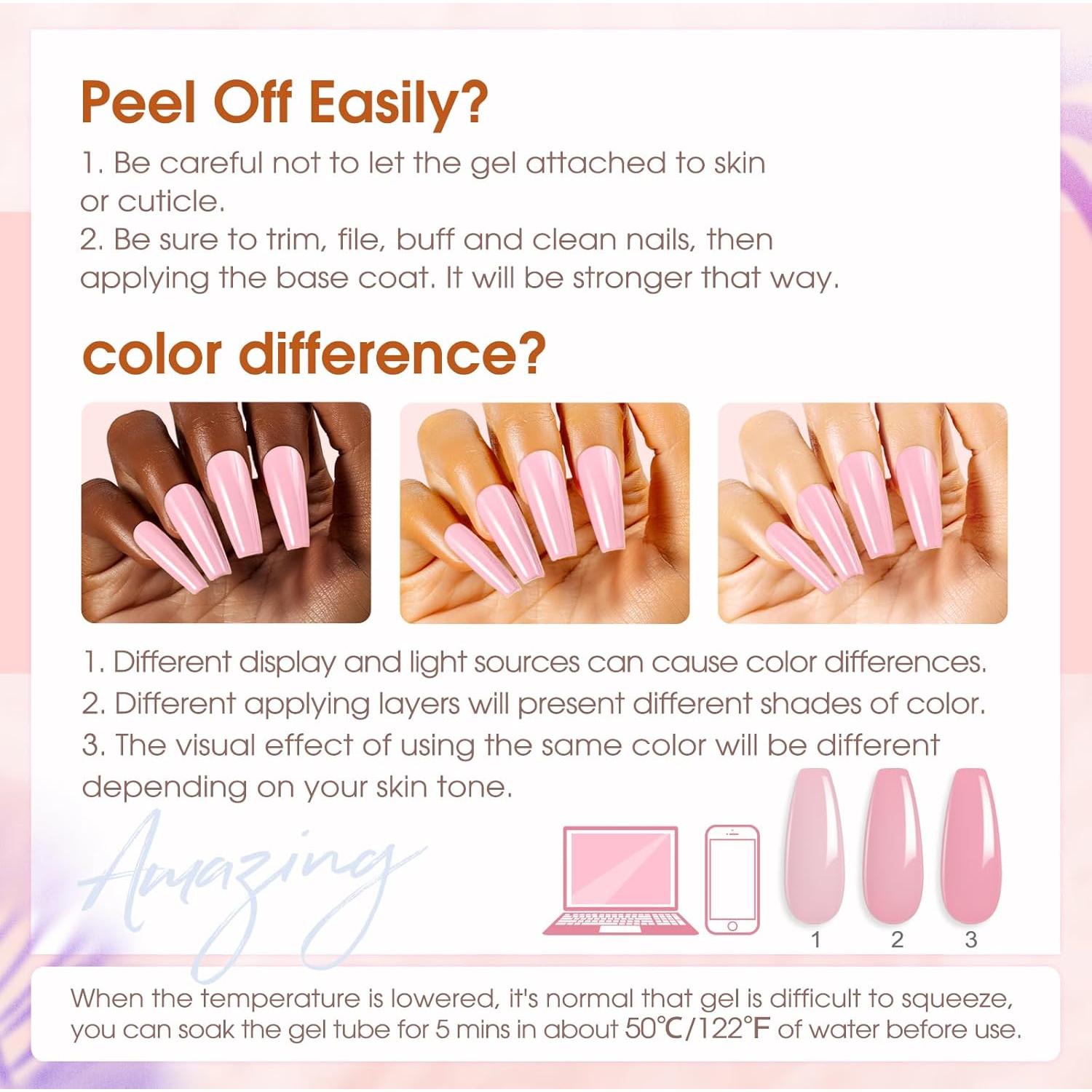 Kit de Gel de Uñas Poly ROSALIND - 14 Colores + Mini Lámpara UV