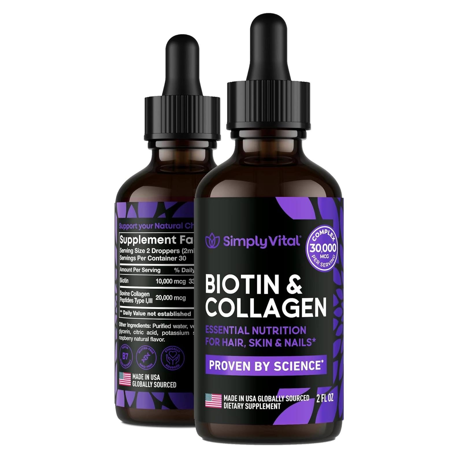 Suplemento Líquido Biotina y Colágeno SimplyVital 59ml