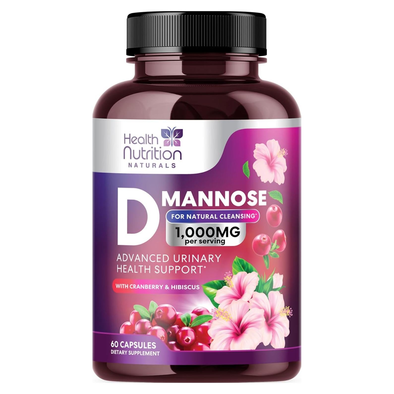 Suplemento D-Mannose 1350mg con Arándano y Hibisco - 60 Cápsulas