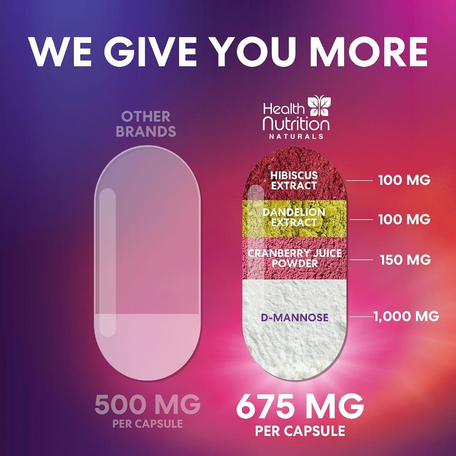 Suplemento D-Mannose 1350mg con Arándano y Hibisco - 60 Cápsulas