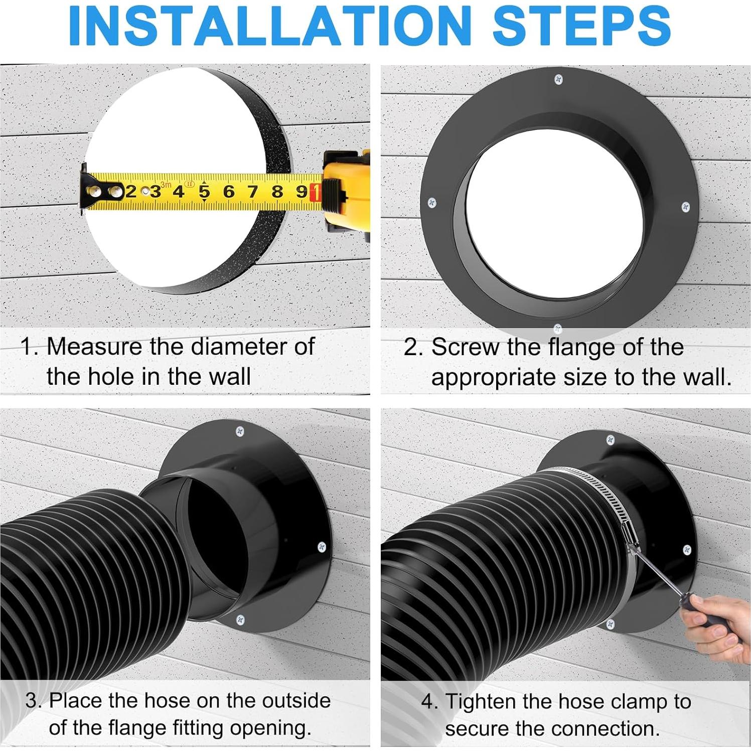 Conector de Ducto 3" Hon&Guan ABS Negro para Ventilación
