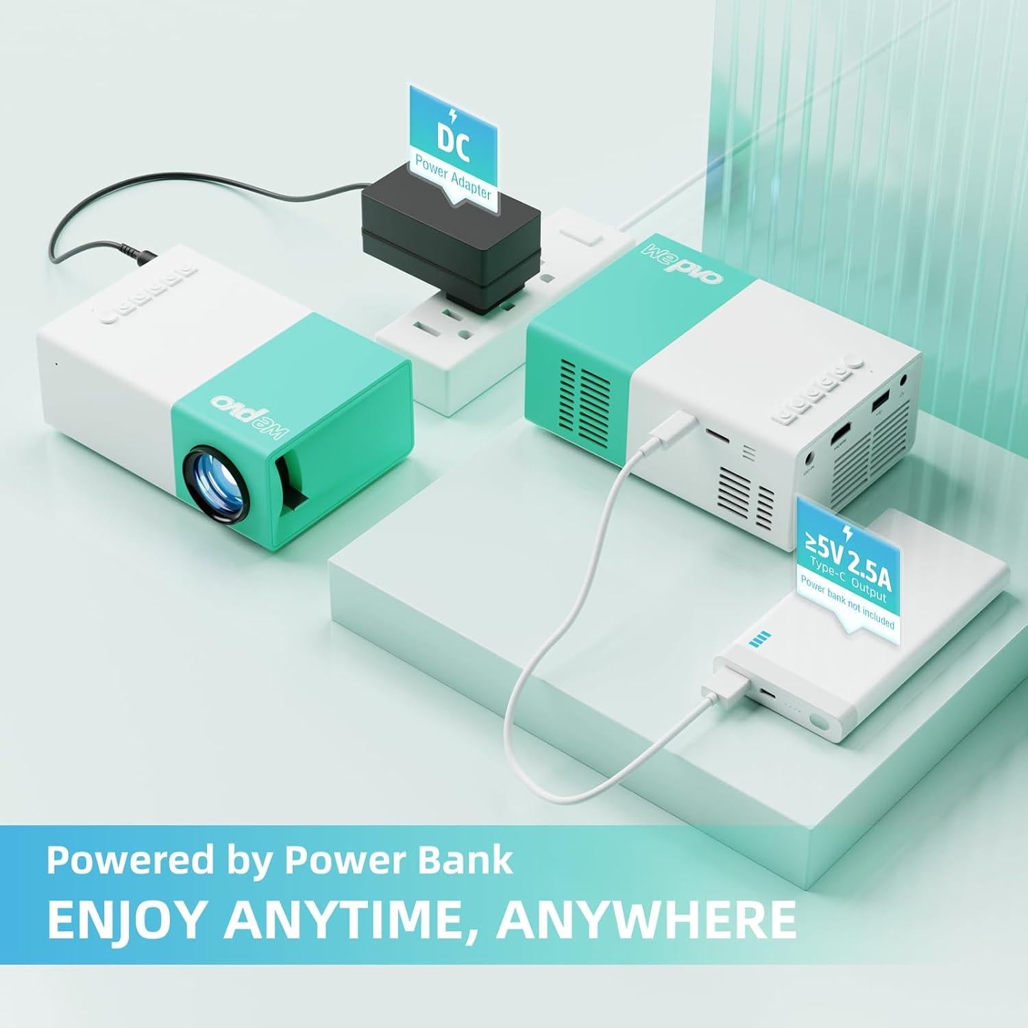 Proyector Mini Wepvo YG300Plus 1080P Portátil Verde Menta