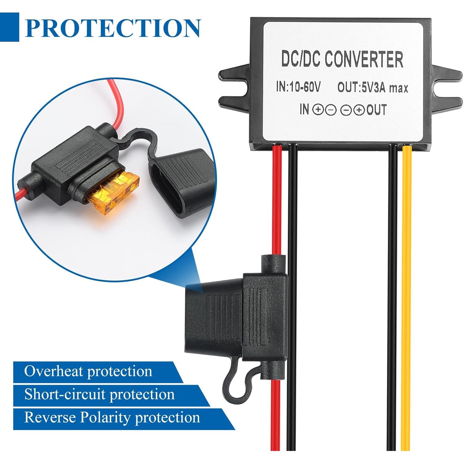 Convertidor DC-DC BEYIMEI 10-60V a 5V 3A 15W IP67