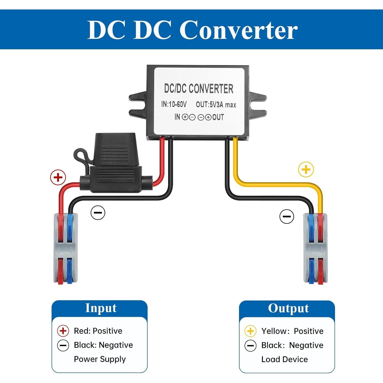 Convertidor DC-DC BEYIMEI 10-60V a 5V 3A 15W IP67