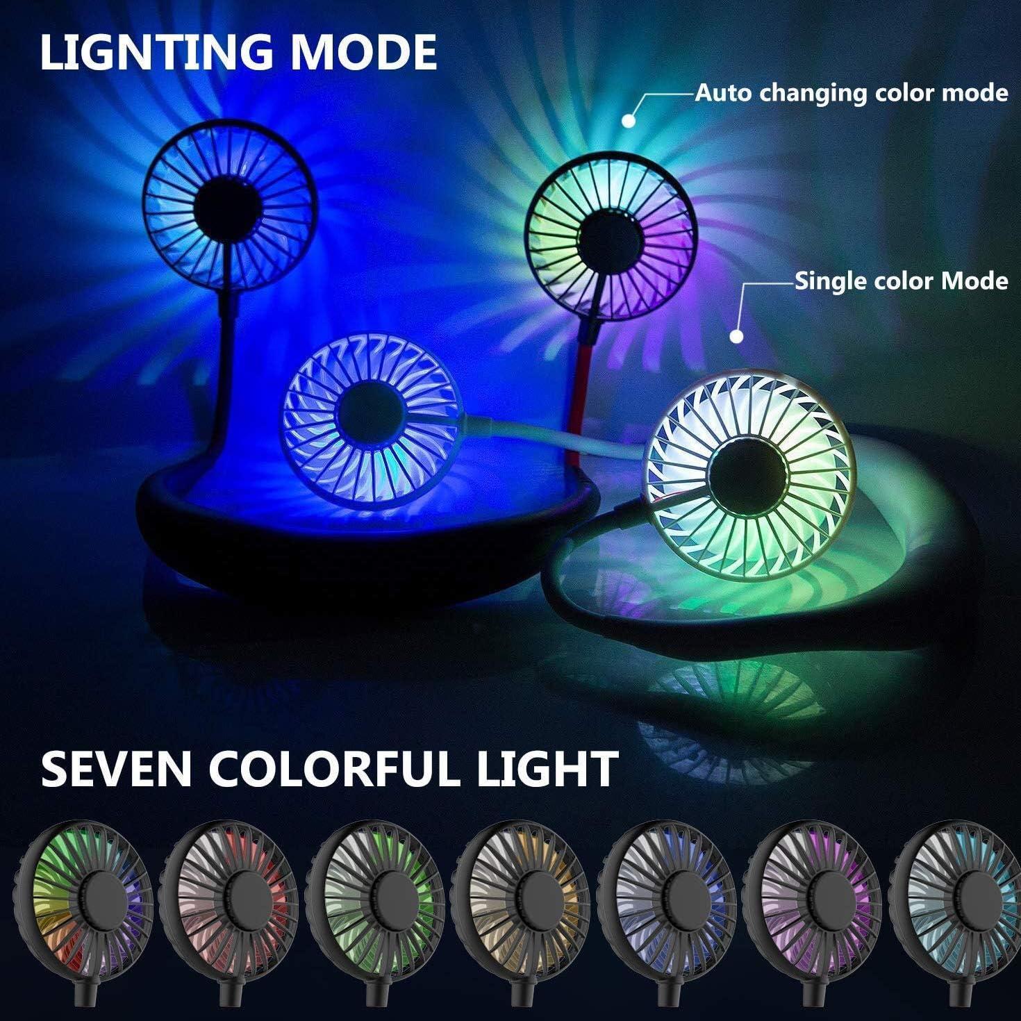 Ventilador de Cuello ANYPOWK Recargable 3 Velocidades LED Negro