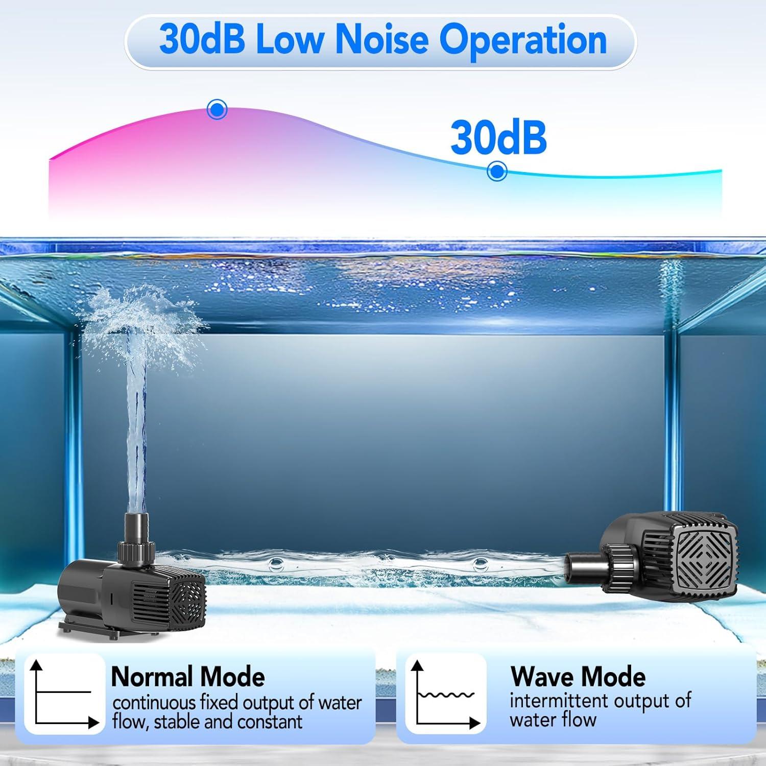 Bomba de Agua Ajustable Hygger 28W 800GPH para Acuario