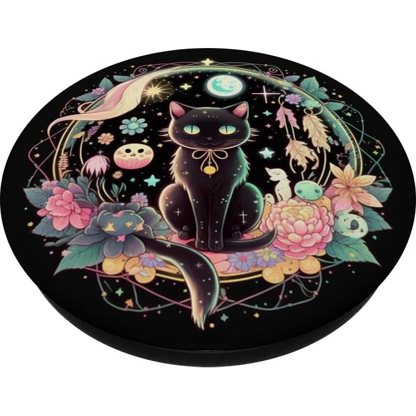 PopGrip Adhesivo Fases de la Luna Gato Negro Kawaii