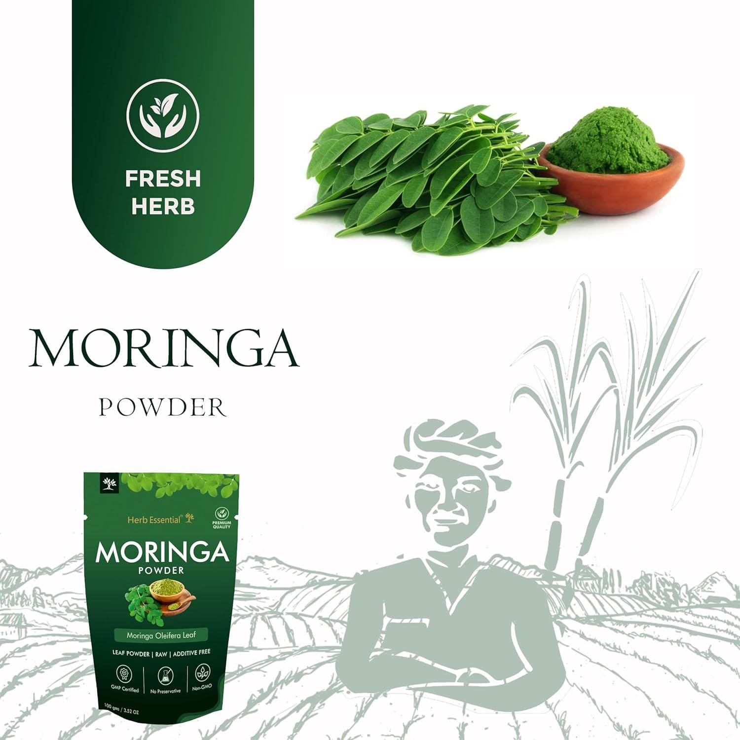 Polvo de Moringa 100g Herb Essential - Superfood Natural Vegano