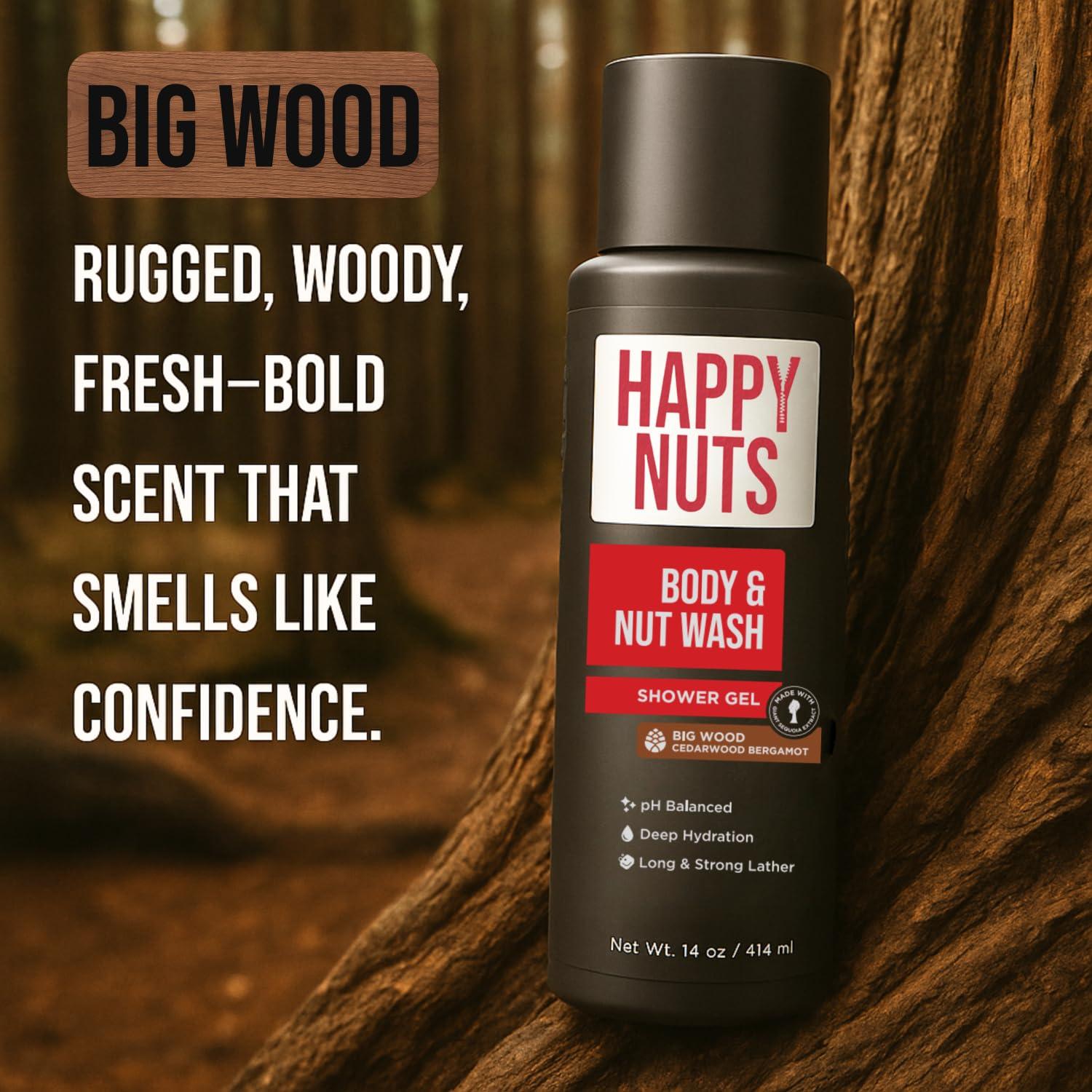 Gel de Ducha Hidratante Happy Nuts Big Wood 414 ml para Hombres