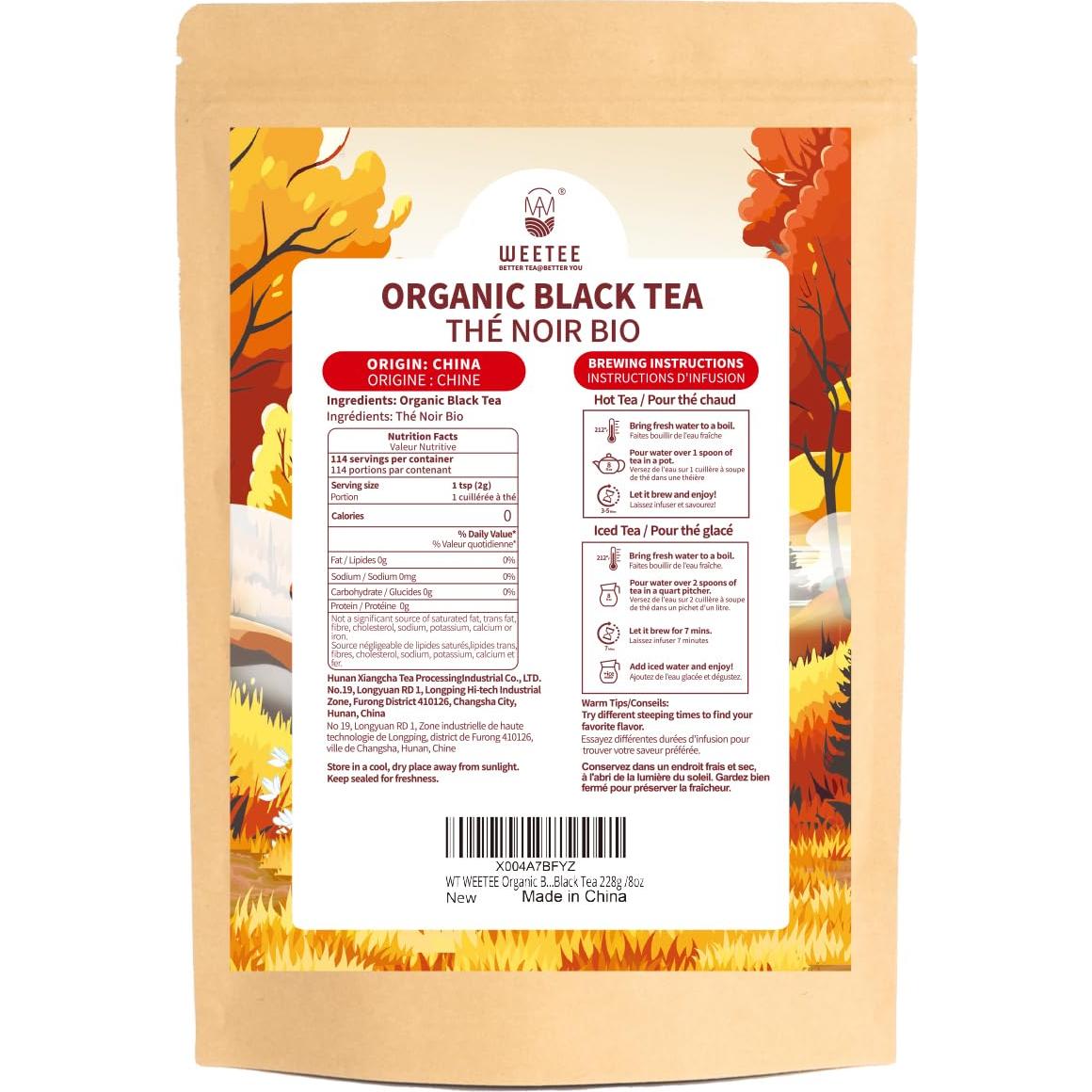 Té Negro Orgánico a Granel WEETEE 228g - Sabor Suave y Rico