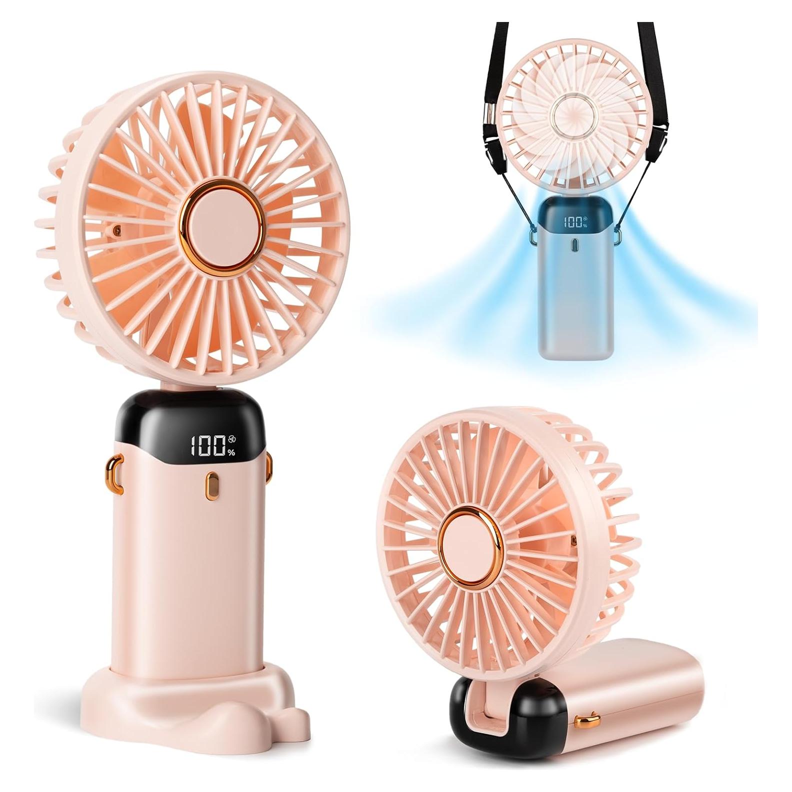 Ventilador Portátil Aucoofany N15 Recargable 3 en 1 Rosa