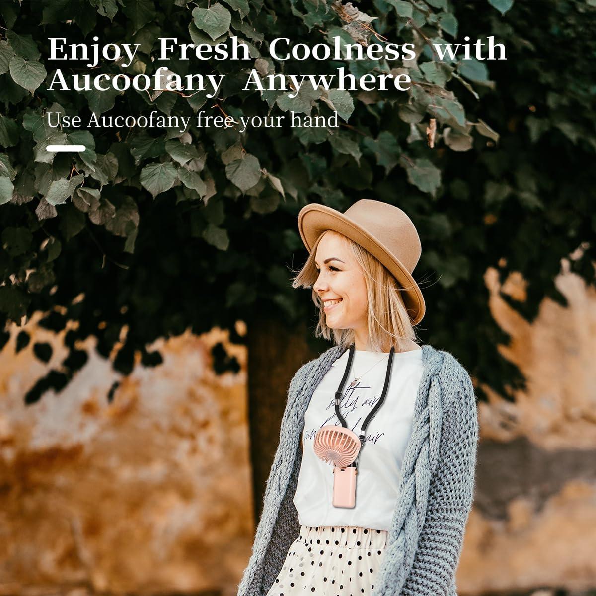 Ventilador Portátil Aucoofany N15 Recargable 3 en 1 Rosa