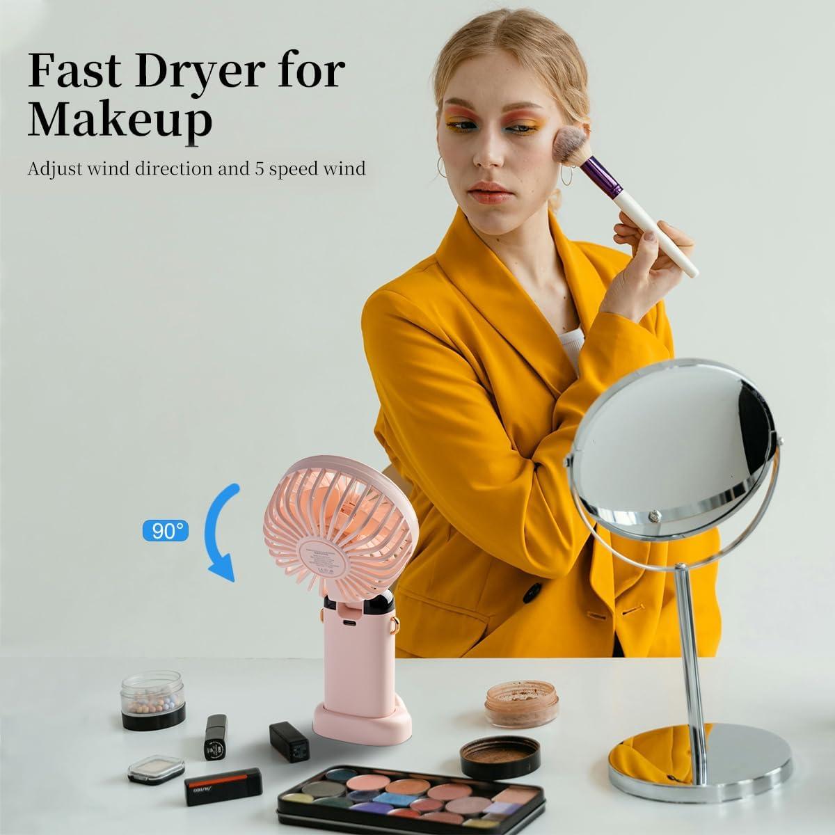 Ventilador Portátil Aucoofany N15 Recargable 3 en 1 Rosa