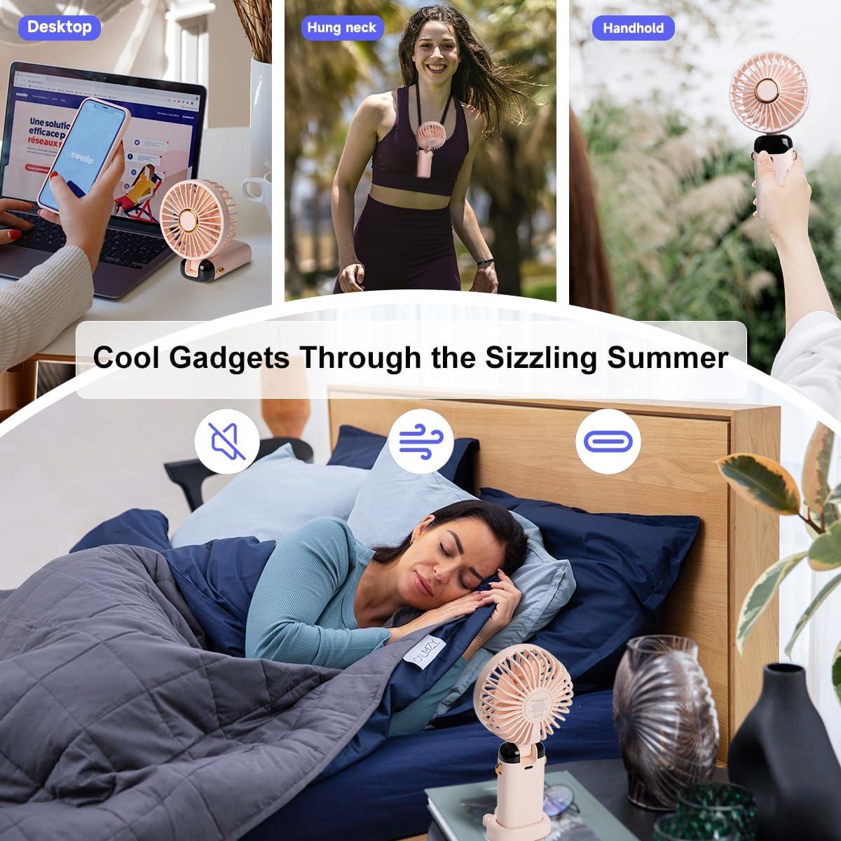 Ventilador Portátil Aucoofany N15 Recargable 3 en 1 Rosa