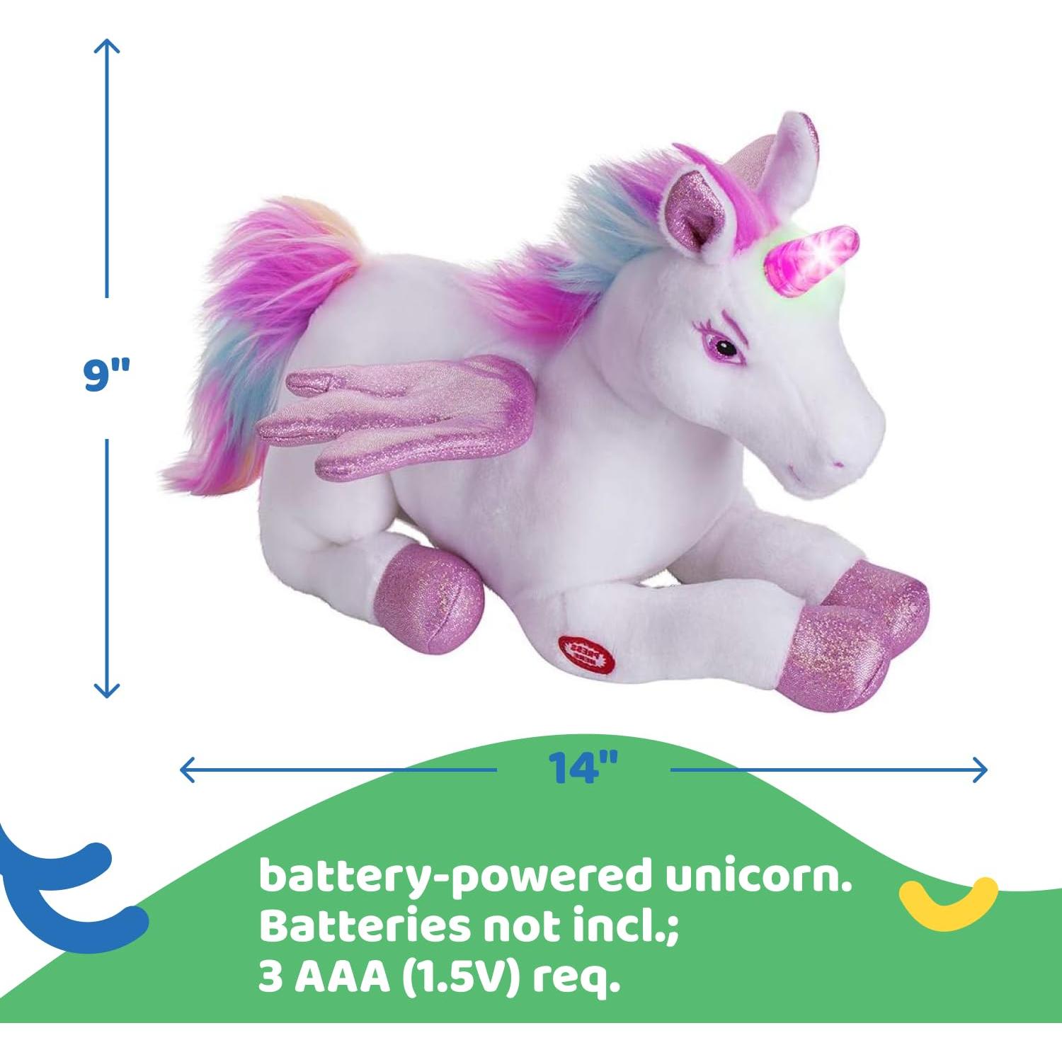 Unicornio de Peluche Musical Dazmers con Alas Aleteantes Rosa