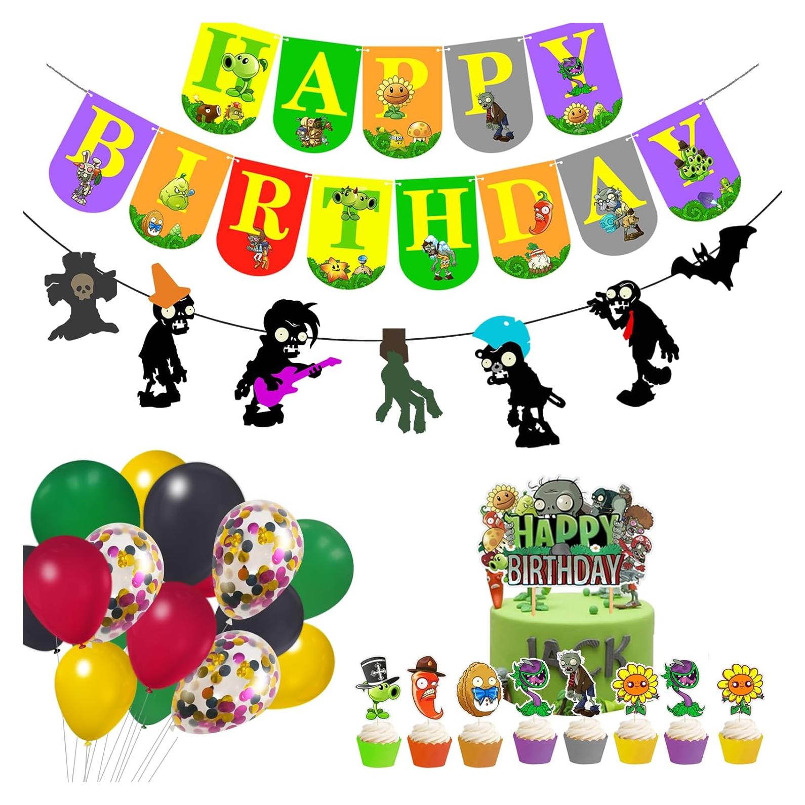 Kit de Decoración Fiesta Cumpleaños PVZ - 5 Accesorios