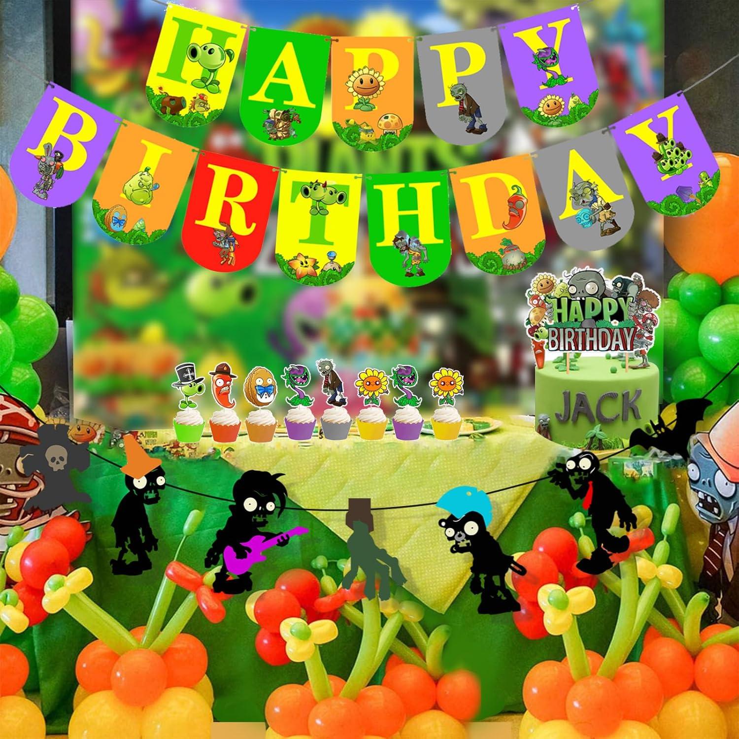 Kit de Decoración Fiesta Cumpleaños PVZ - 5 Accesorios