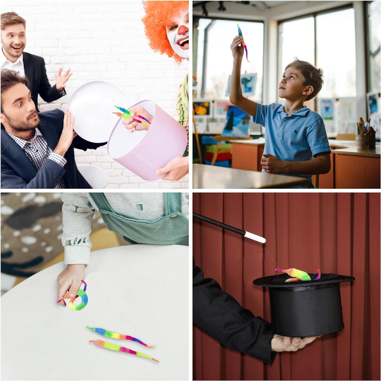 Juguetes de Gusano Difuso SHENGSEN 6 Piezas Arcoíris para Gatos