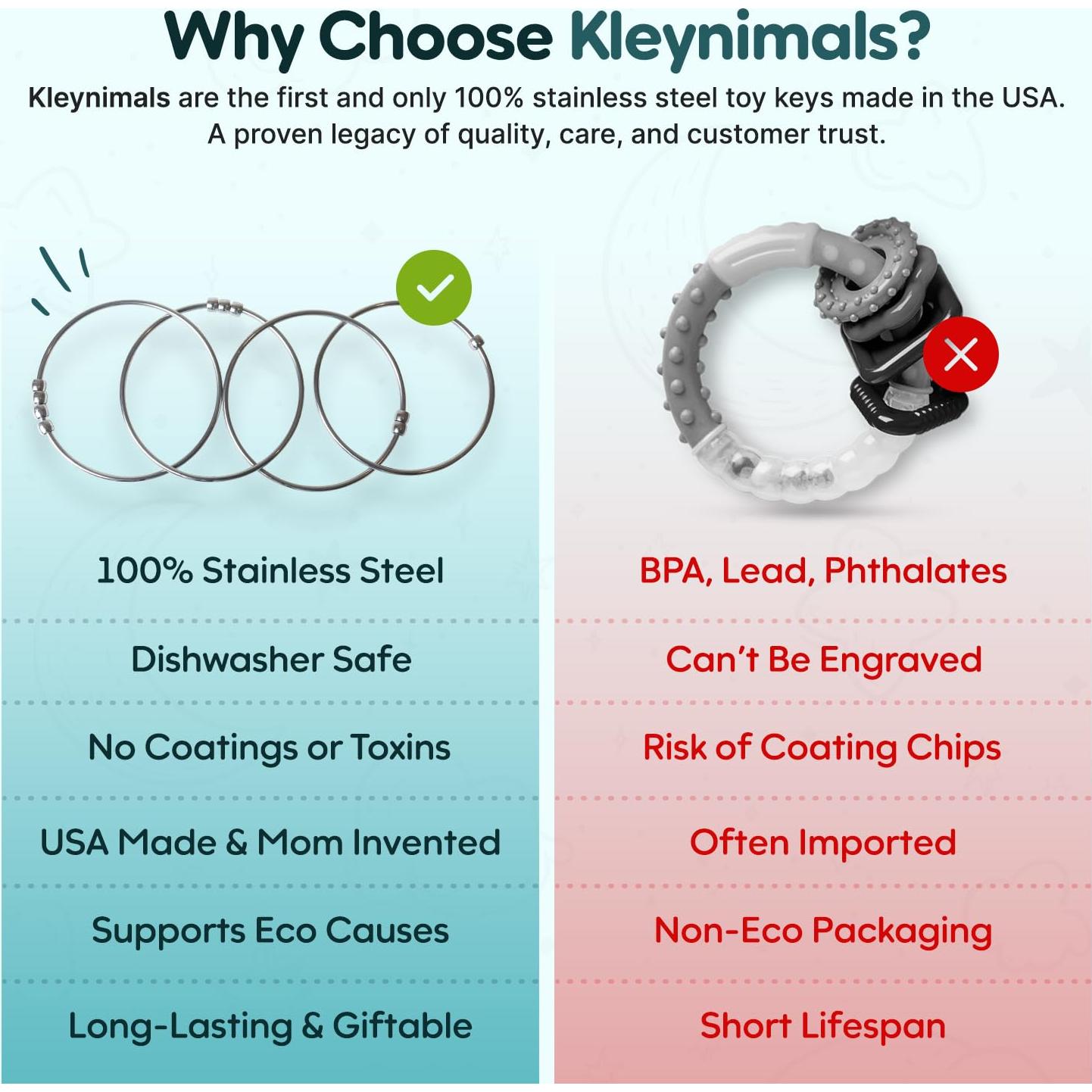 Jangles - Sonajero y Mordedor de Acero Inoxidable 100% - Hecho en EE. UU.