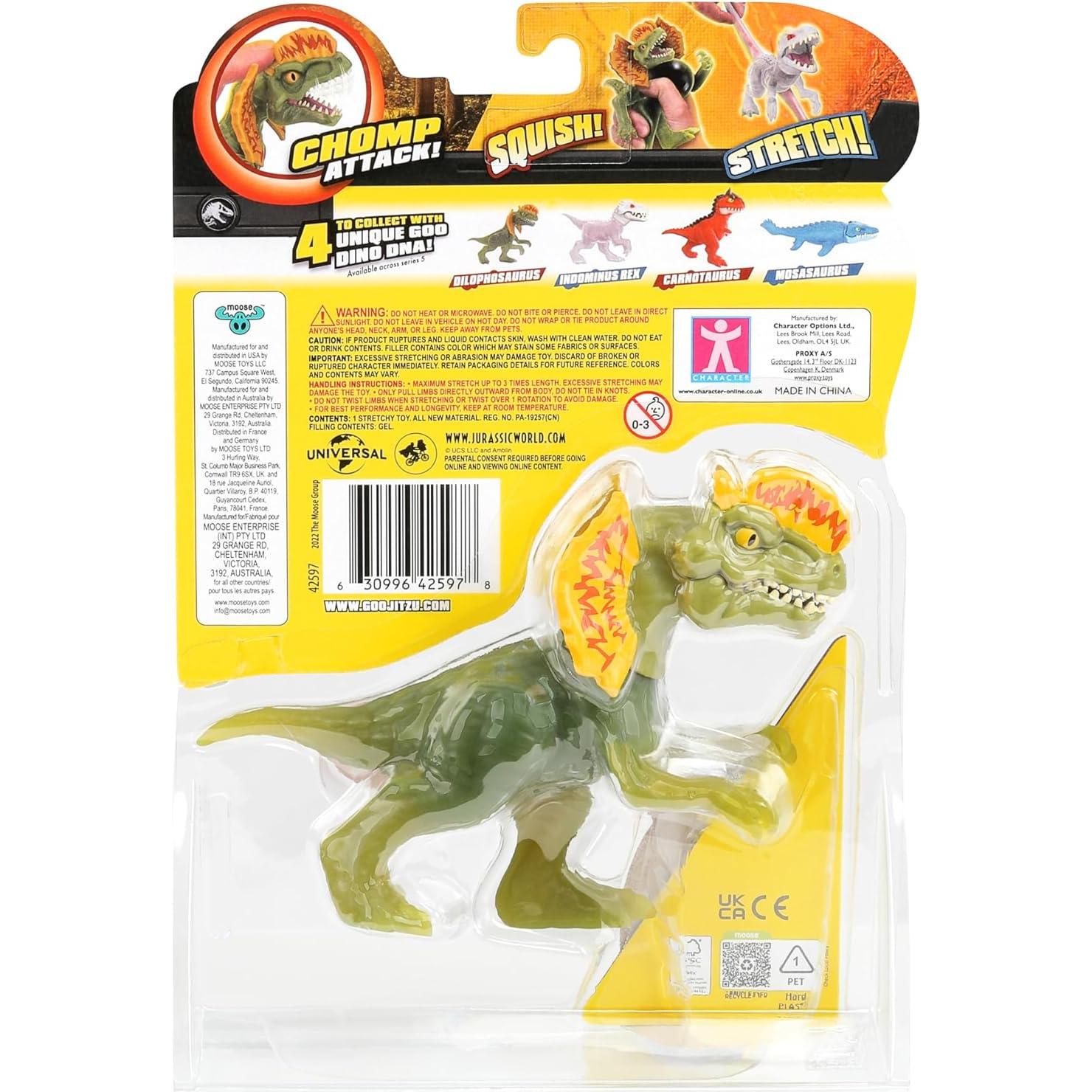 Héroes de Goo Jit Zu Dilophosaurus 10 cm - Dinosaurio Estirable