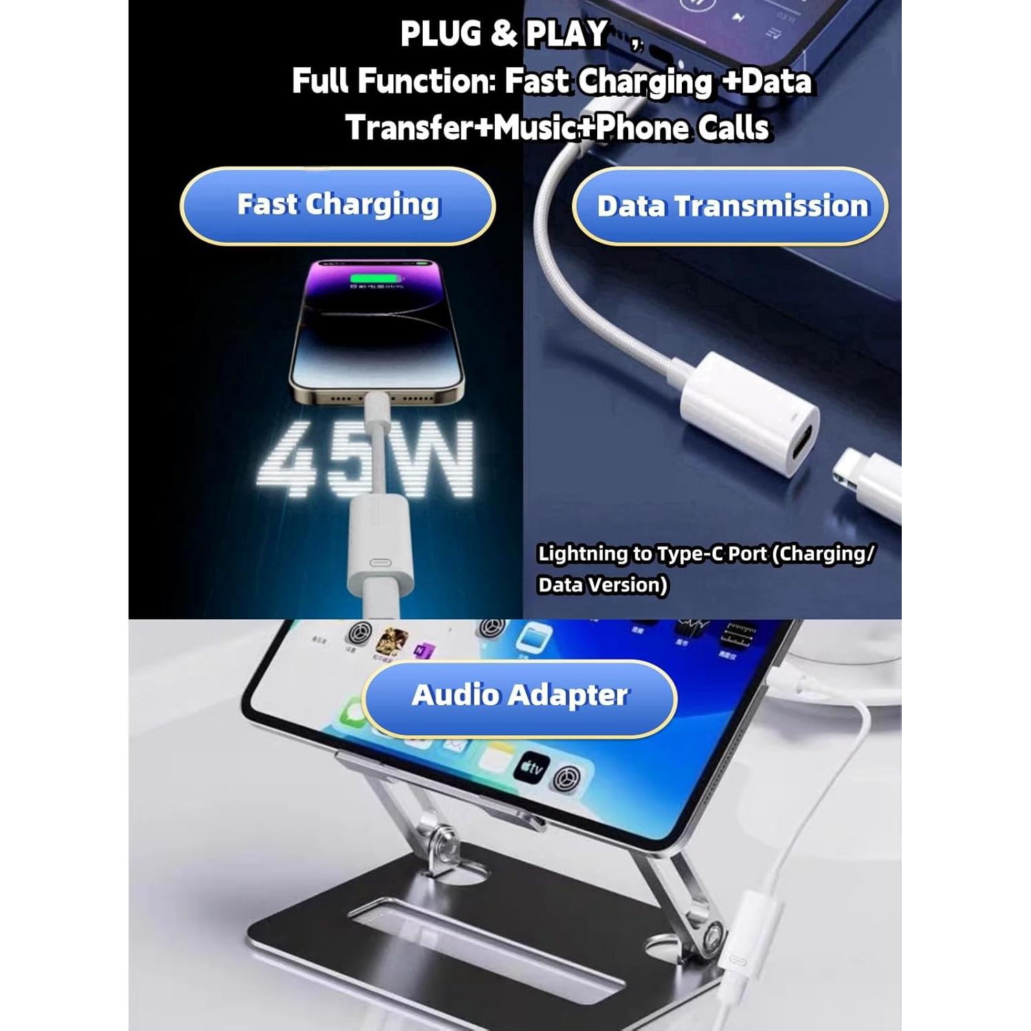 Adaptador Lightning a USB C Sihyqiuling 2Pack Carga Rápida 100W