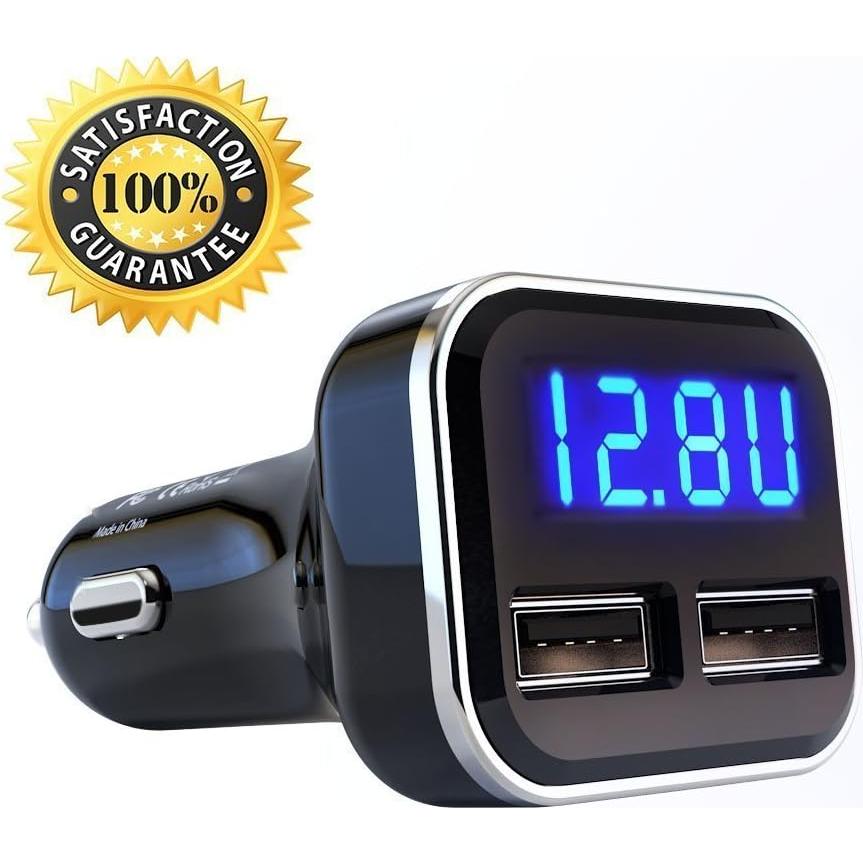 Cargador de Coche USB Doble JEBSENS 4.8A 24W con Pantalla LED