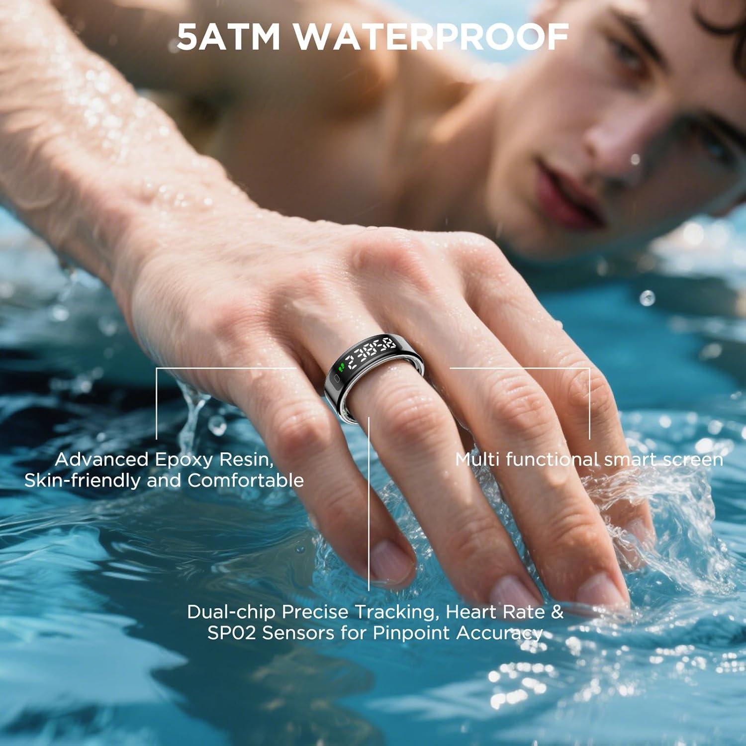 Anillo Inteligente de Fitness Emerhome R11 Negro 8# Monitoreo Salud