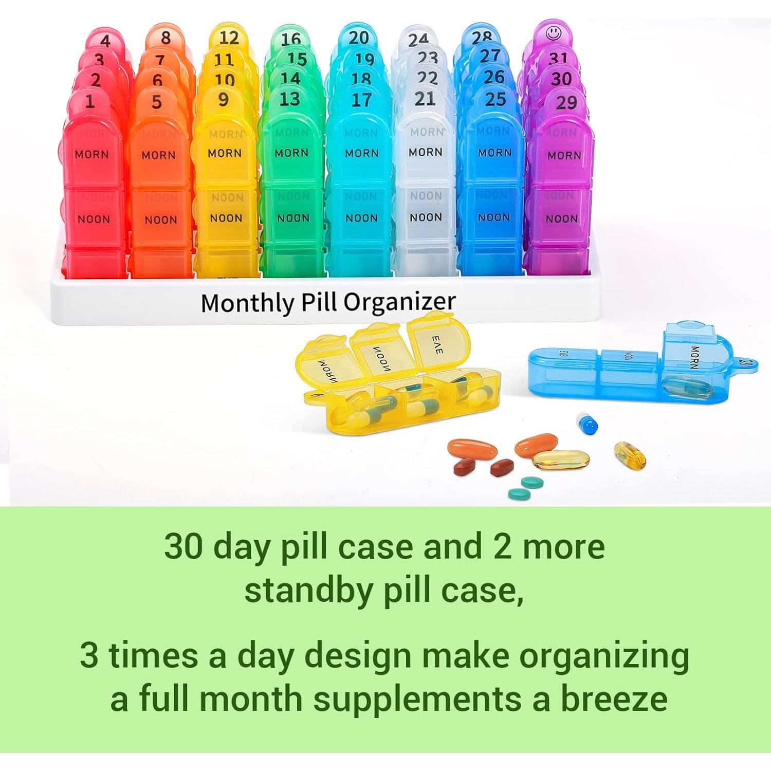Organizador de Pastillas Mensual Daviky 30 Días 3 Veces al Día