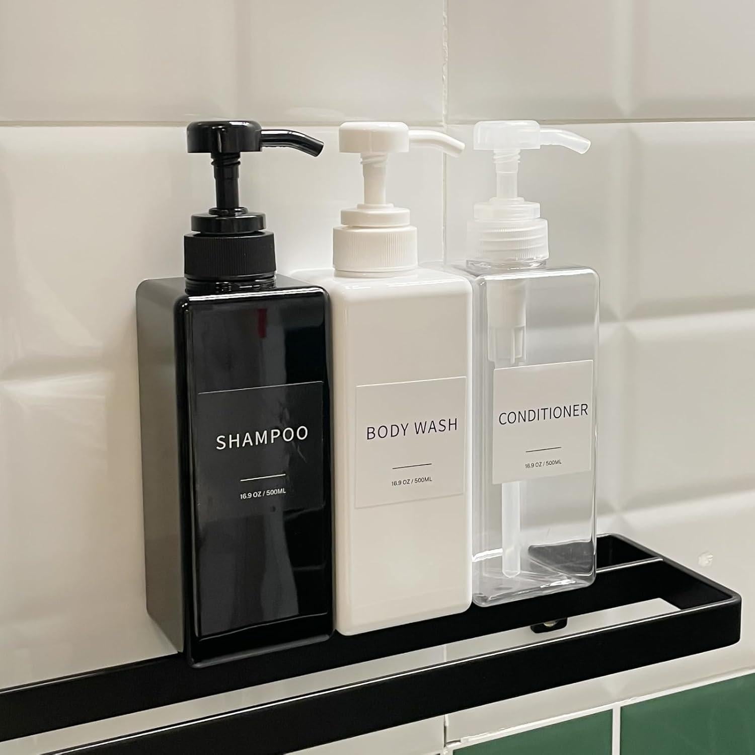 Dispensador de Champú y Acondicionador Lewistin 500ml Negro - Juego de 3