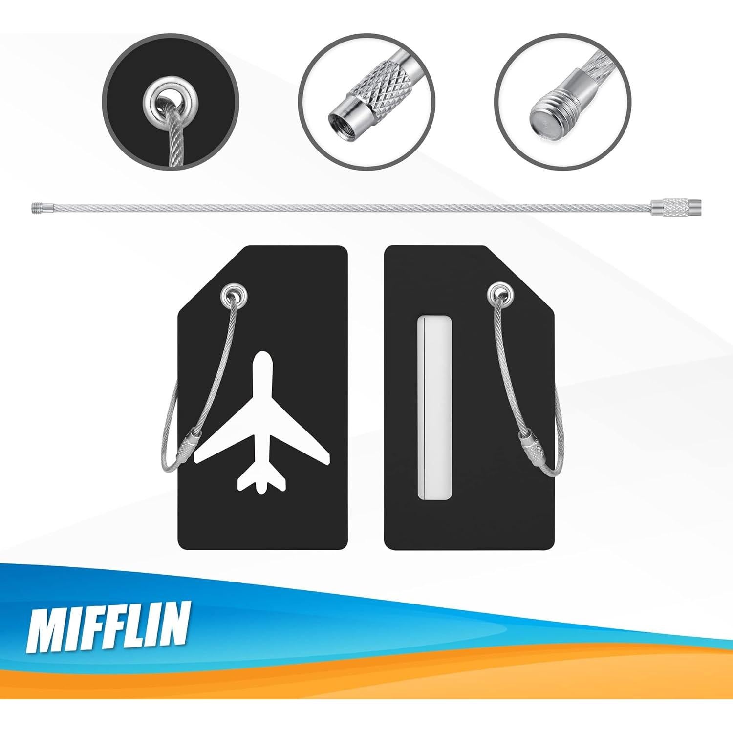 Etiquetas de Equipaje de Silicona Mifflin Negro - Paquete de 2