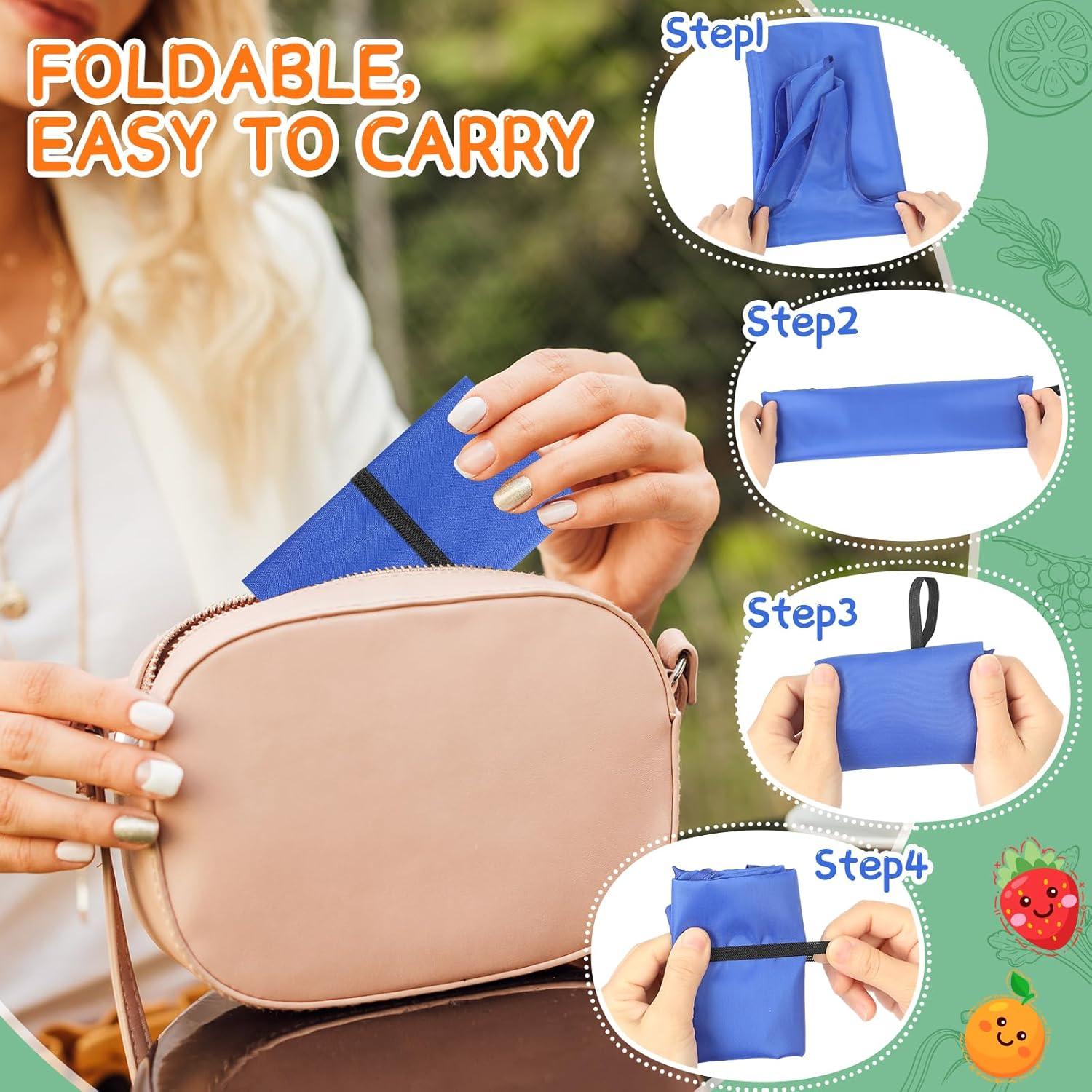 Paquete de 12 Bolsas de Compras Reutilizables Plegables Coloridas