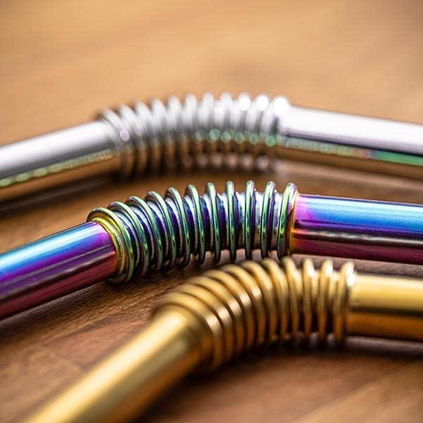 Popotes Flexibles de Acero Inoxidable HalmBrüder - Set de 8 Oro