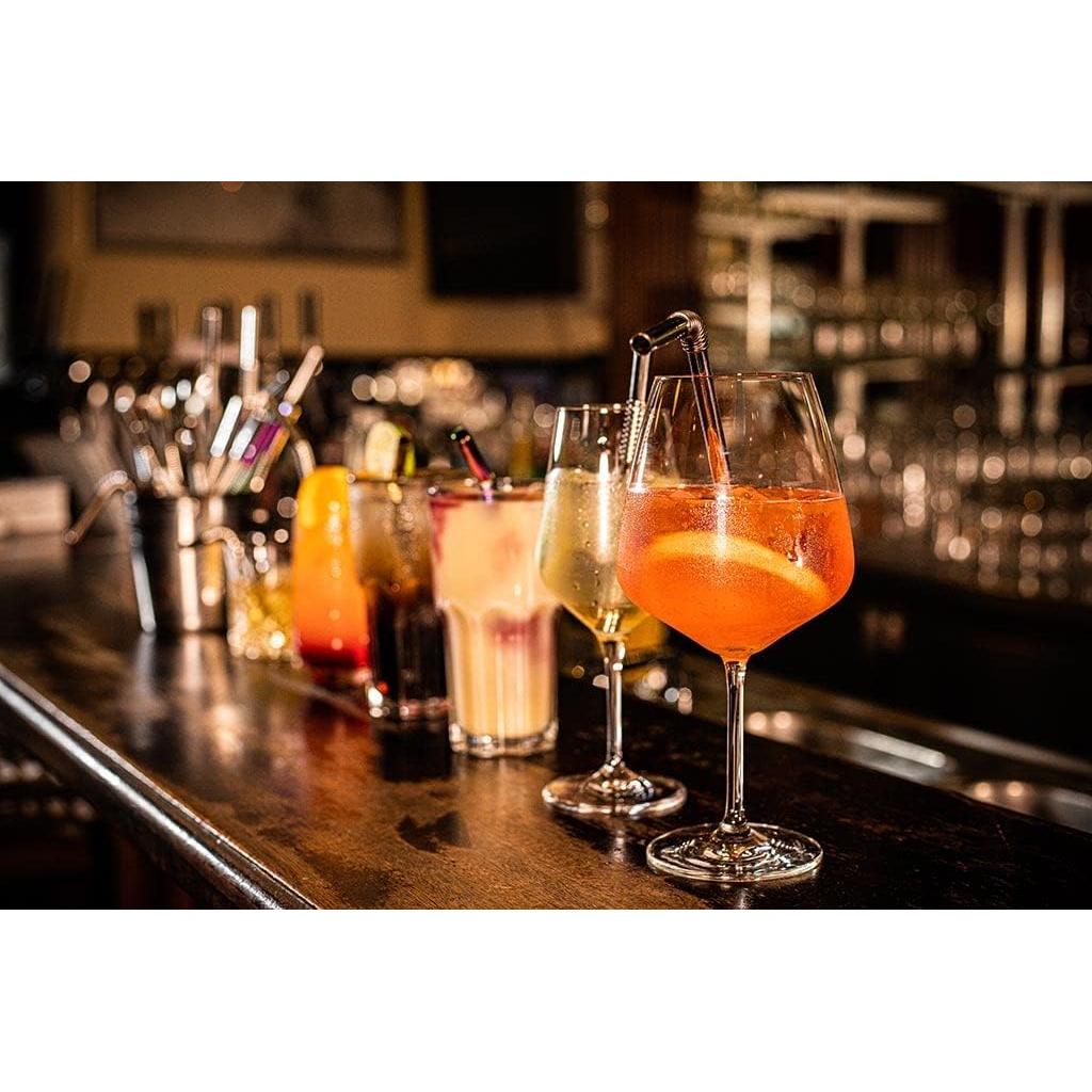 Popotes Flexibles de Acero Inoxidable HalmBrüder - Set de 8 Oro