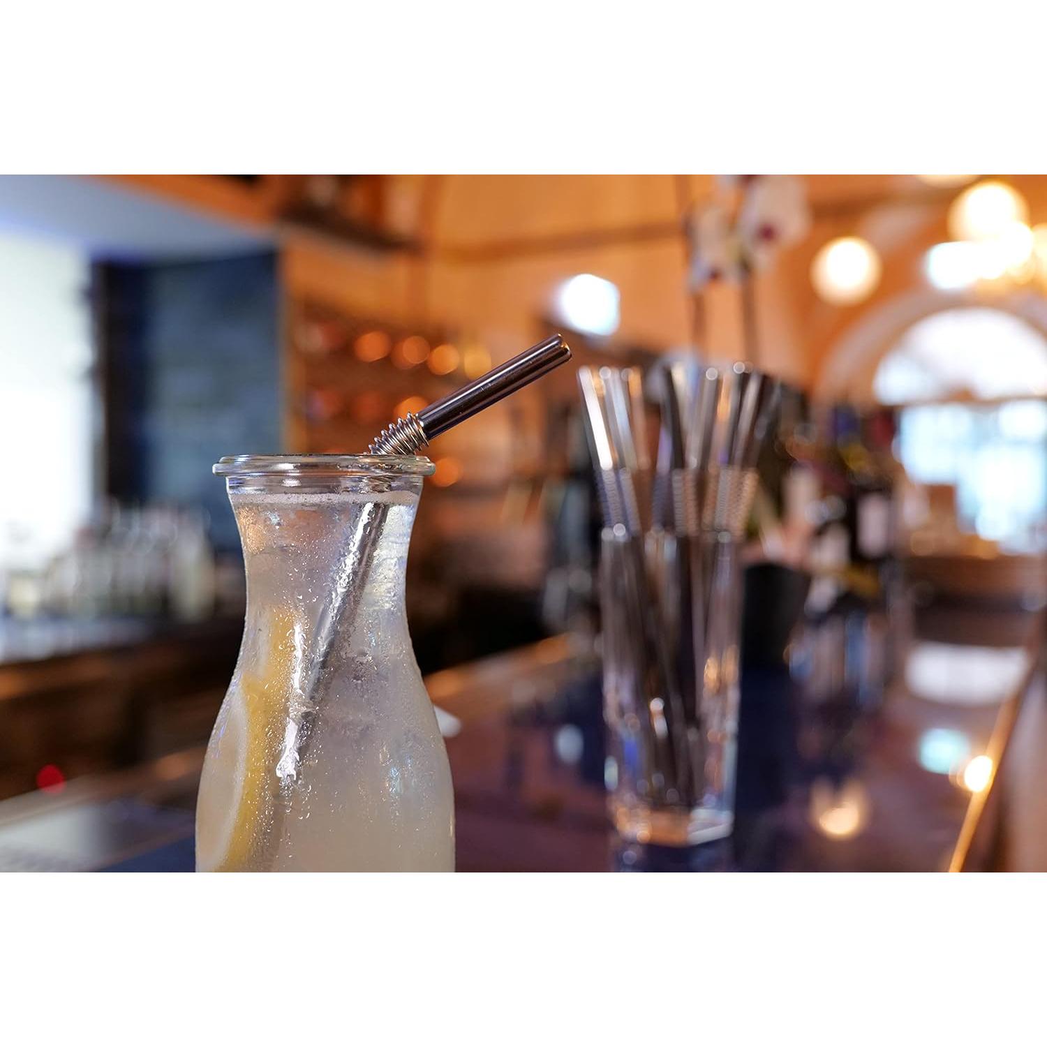 Popotes Flexibles de Acero Inoxidable HalmBrüder - Set de 8 Oro