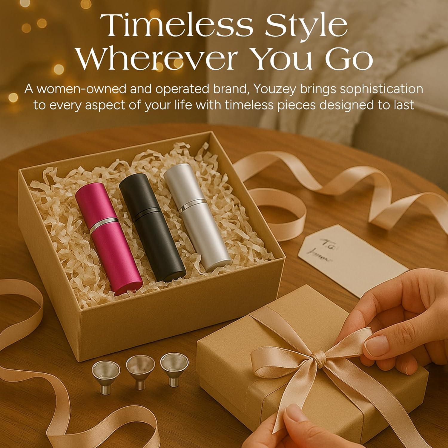 Atomizadores de Perfume Recargables YOUZEY - Paquete de 6 - Negro