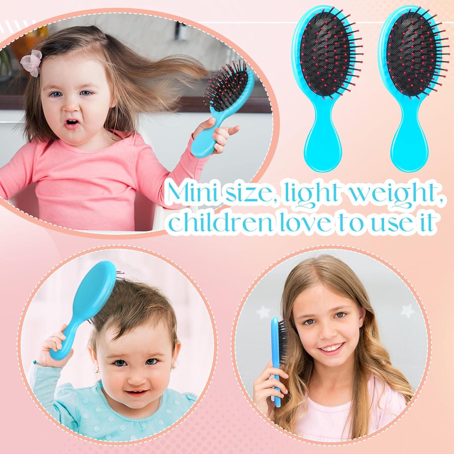 24 Mini Cepillos para el Cabello Azul - Viaje y Desenredar