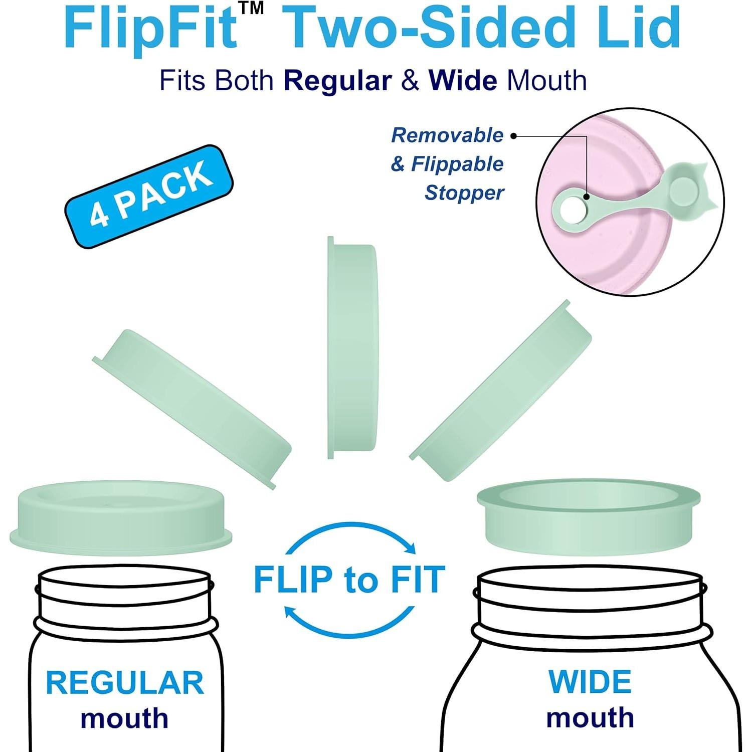 Tapa de frascos de silicona EcoWave FlipFit 4 unidades
