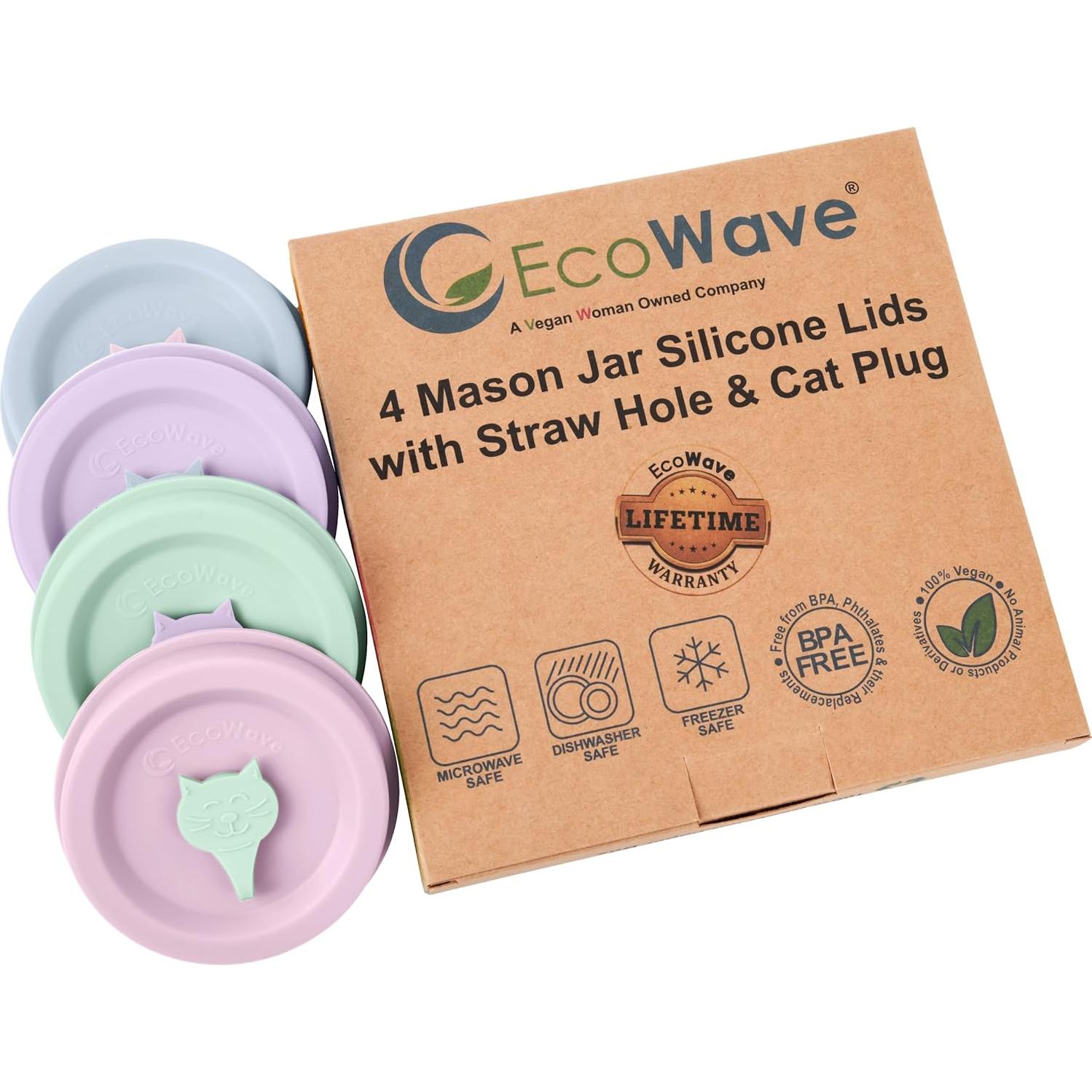 Tapa de frascos de silicona EcoWave FlipFit 4 unidades