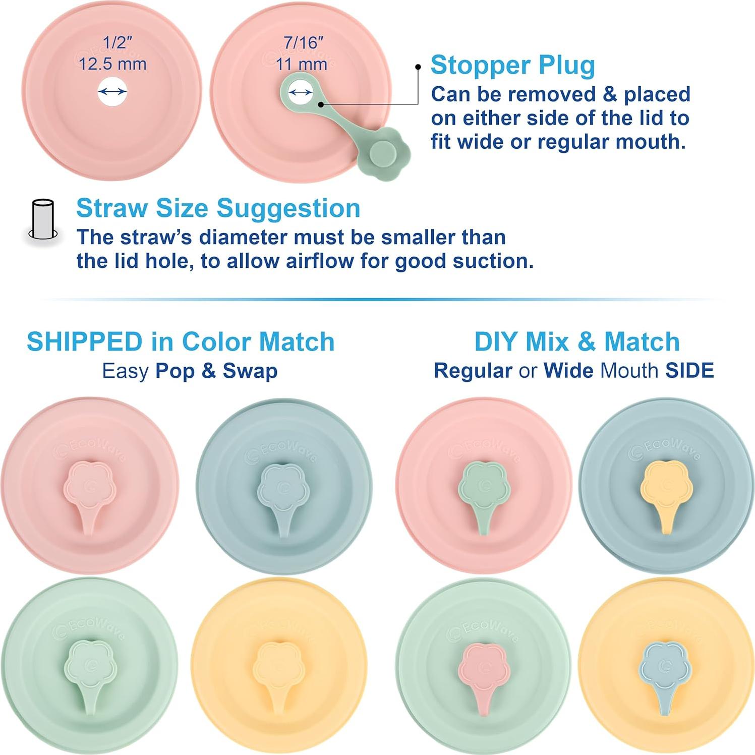 Tapa de frascos de silicona EcoWave FlipFit 4 unidades