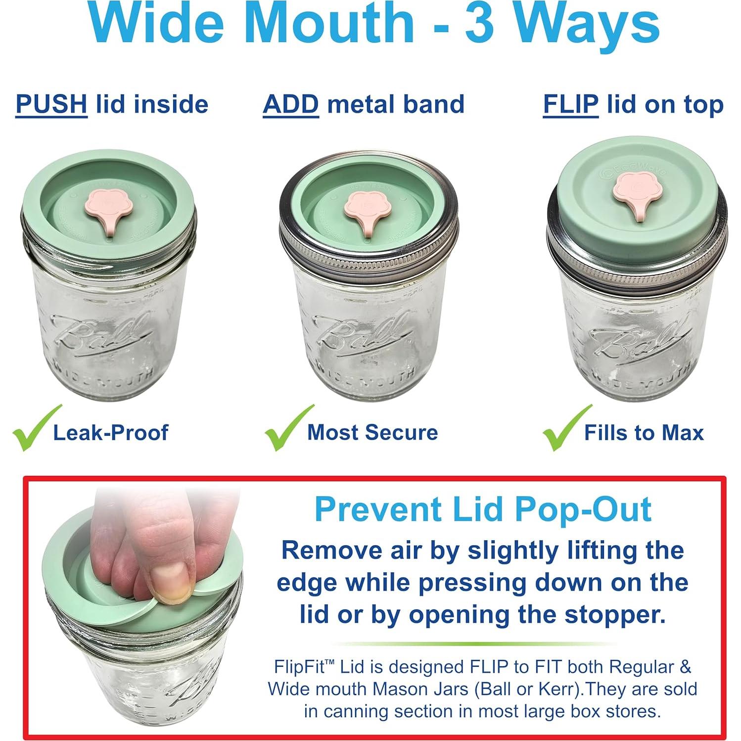 Tapa de frascos de silicona EcoWave FlipFit 4 unidades