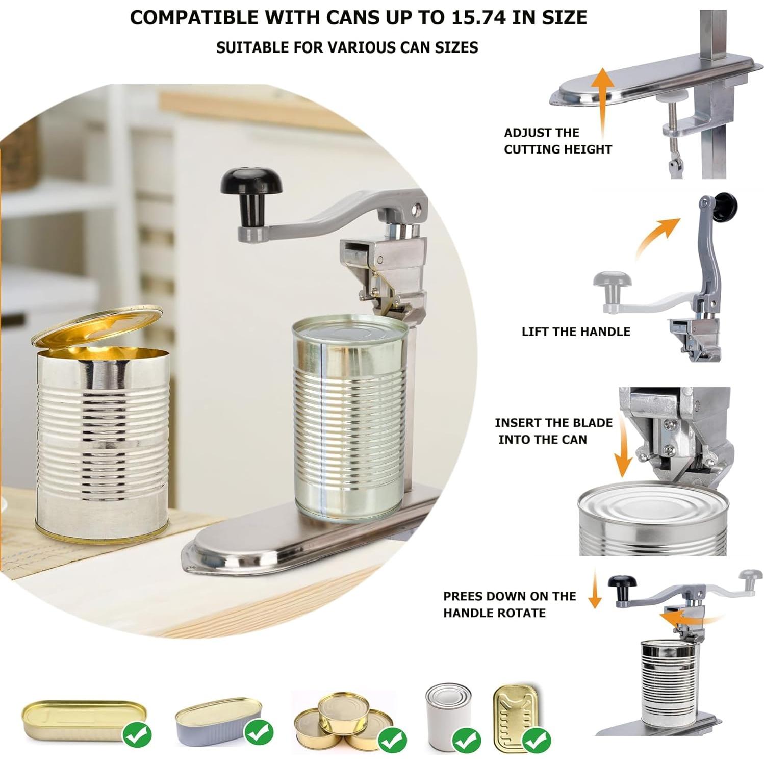 Abrelatas Comercial Manual Acero Inoxidable 62.5 cm para Latas