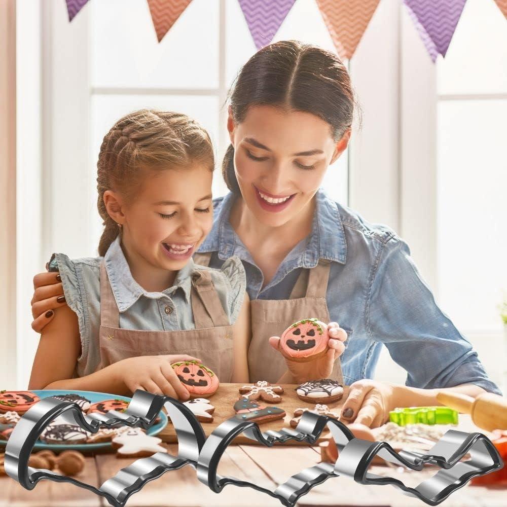 Cortador de Galletas Halloween Crethinkaty Set 3 Murciélagos Acero Inoxidable